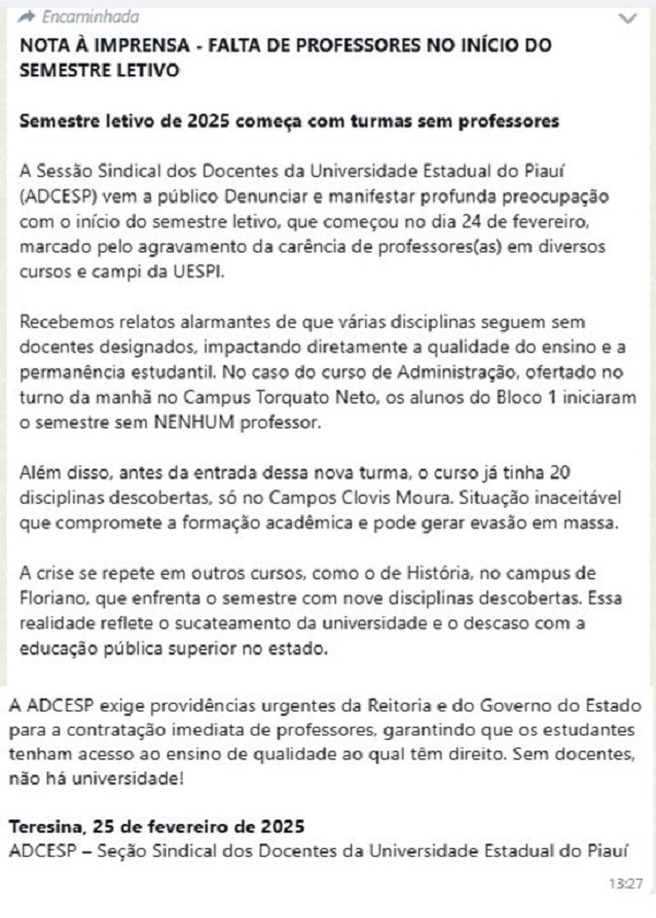 Nota imprensa